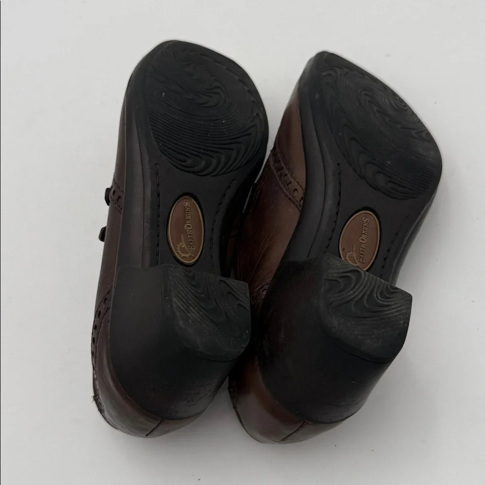 Earth Origins Brown Leather Loafers bootie women 7M casual office comfort Y2K